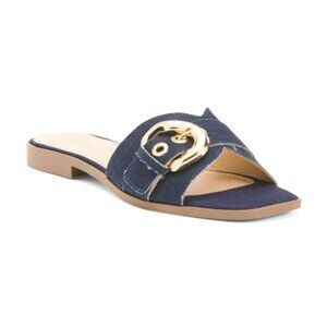 NEW LOTTINI Made In Italy Denim Slide Sandals  360mn